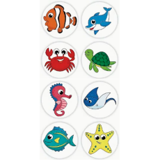 Round Cartoon Marine Life Stickers Assorted